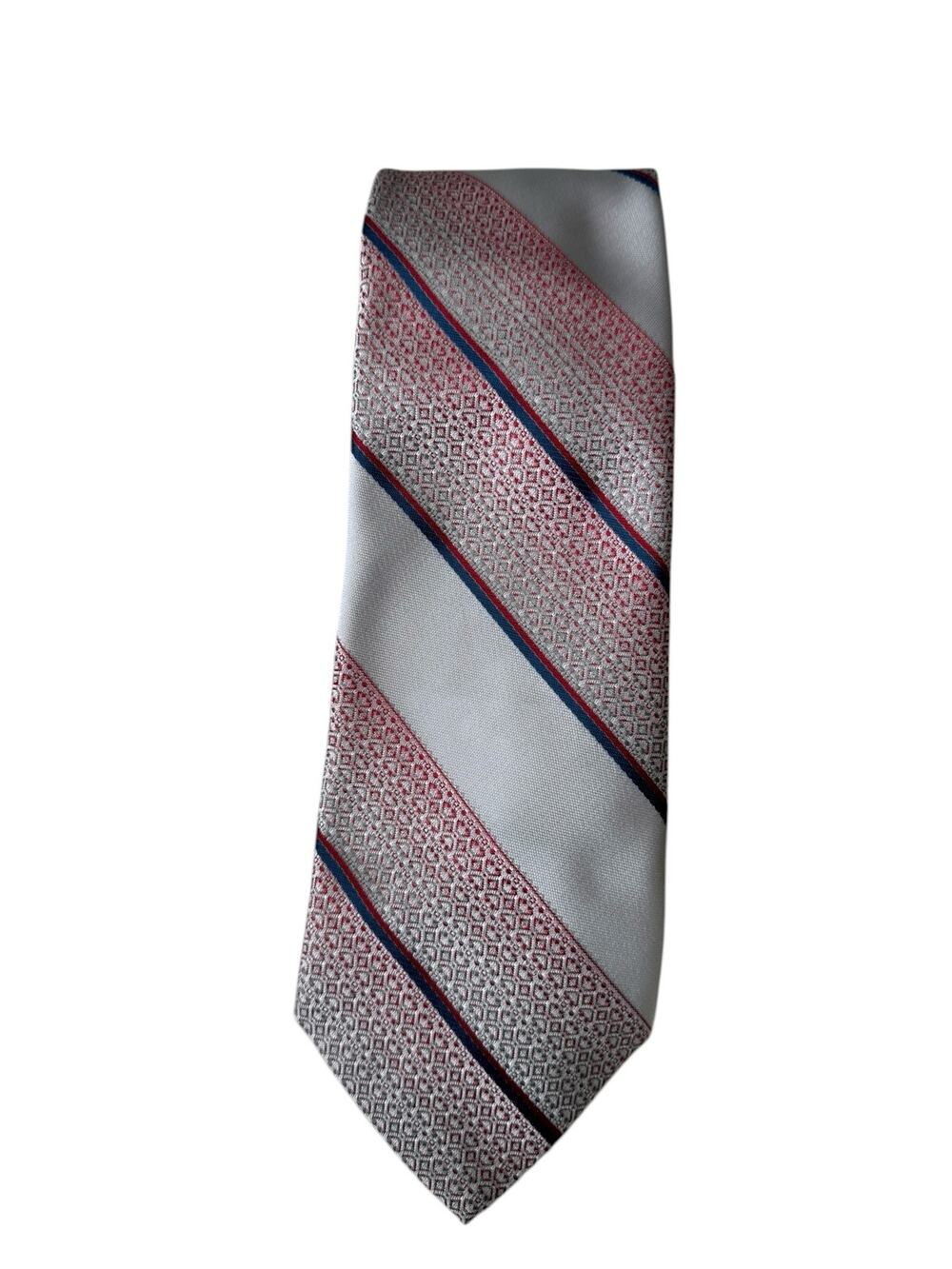 Vintage Terytone Cornell of California Red Gray Blue Stripe Tie 1950s Patriotic